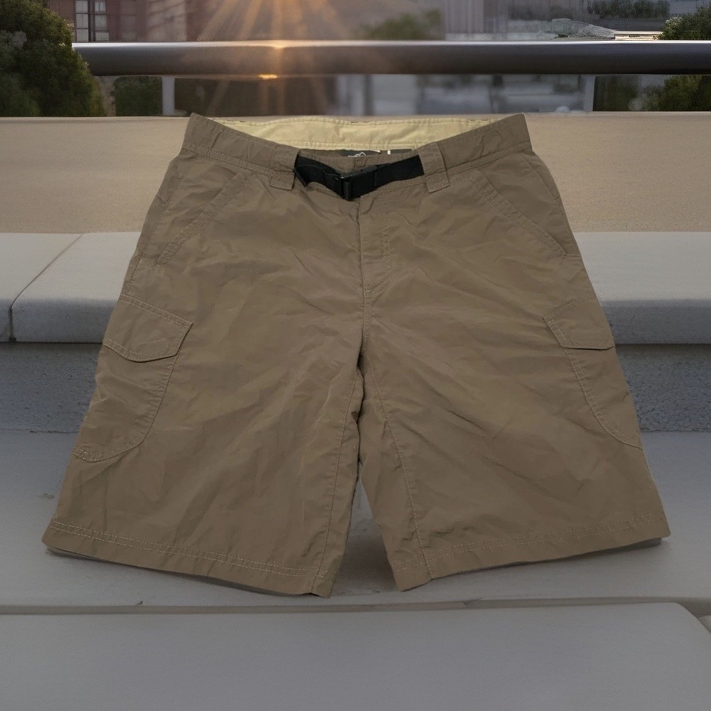 Eddie Bauer Shorts Mens 34 Brown Travex Stretch Hiking Outdoor Logo Nylon Gorp